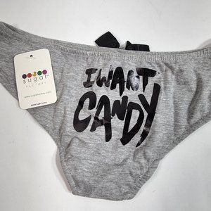 Sugarfactory Gray "I Want Candy" bikini underwear NWT